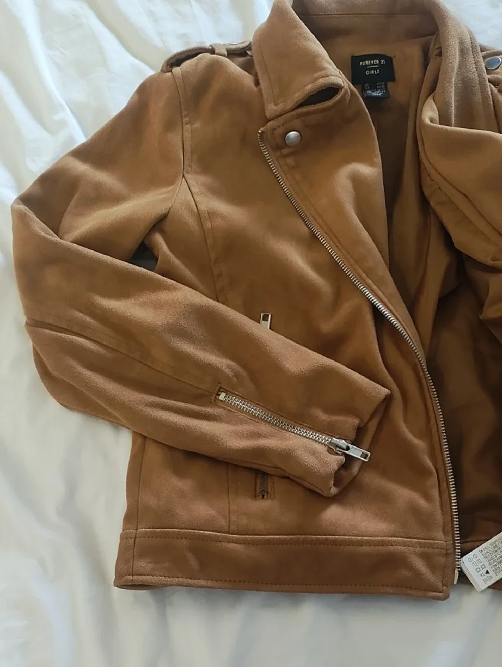 Forever 21 Tan Suede-Look Moto Jacket